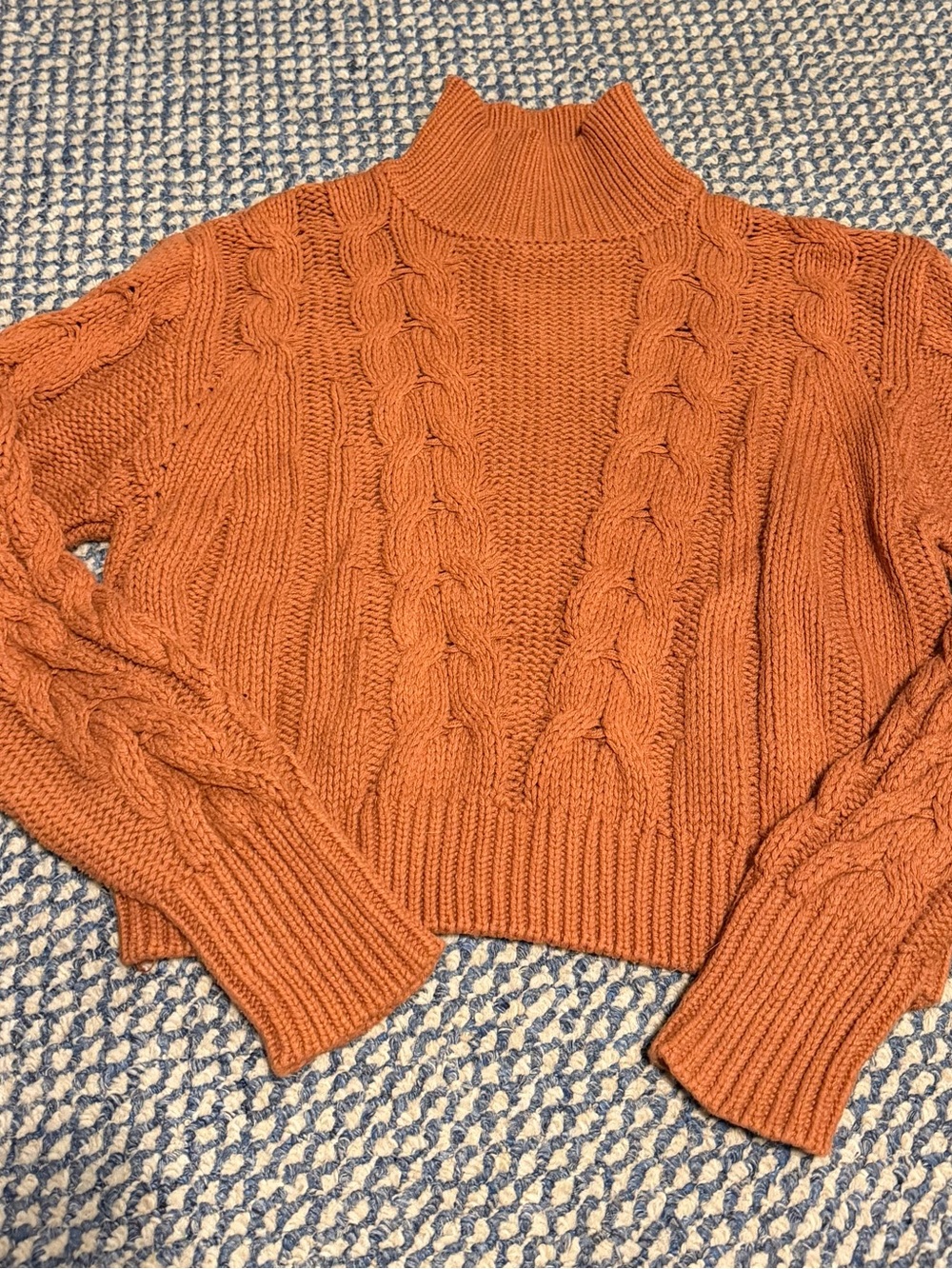 Aeropostale Cable Knit Mock Neck Sweater - Rust